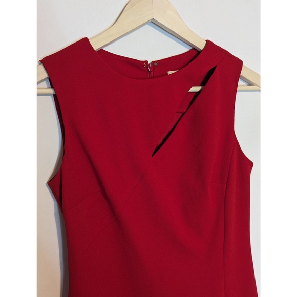 Calvin Klein red fitted cocktail dress sleeveless large keyhole womens small - Picture 9 of 9